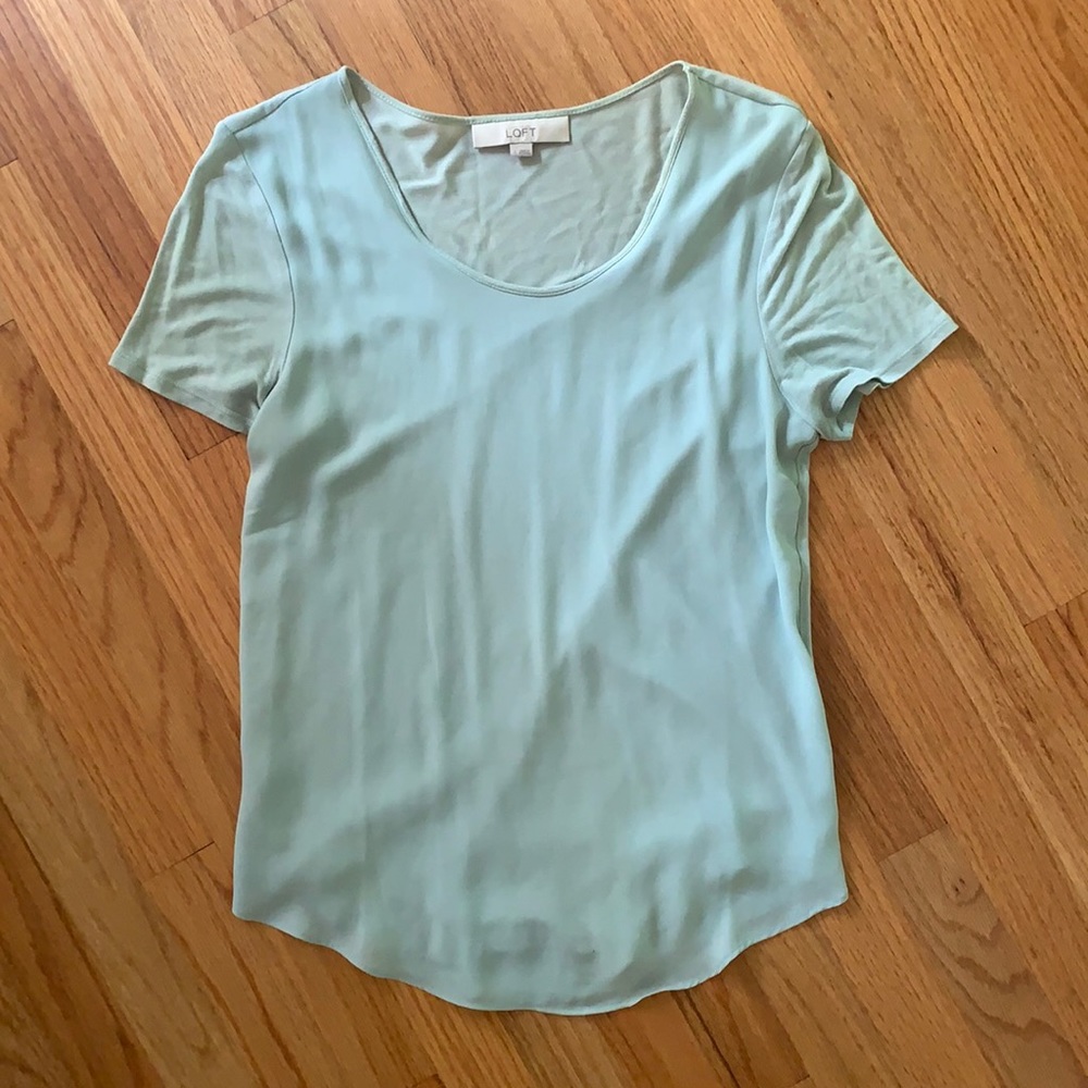 LOFT Mint Green Drapey Tee